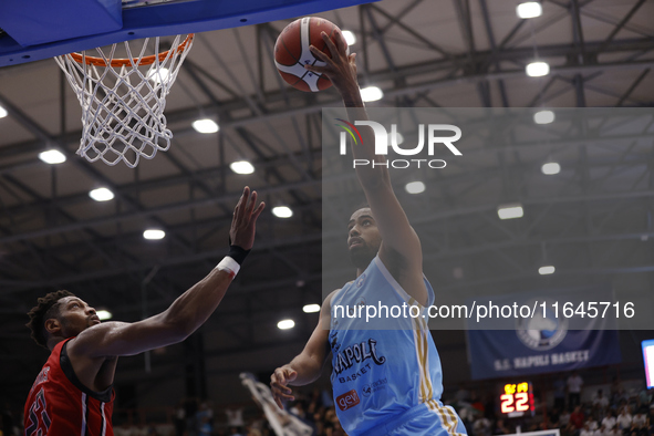 Andriu Tomas Woldetensae of Napoli plays during the Italy Basket Serie A match between Napoli Basket and Pallacanestro Trieste at Fruit Vill...