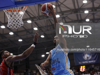 Andriu Tomas Woldetensae of Napoli plays during the Italy Basket Serie A match between Napoli Basket and Pallacanestro Trieste at Fruit Vill...