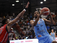 Andriu Tomas Woldetensae of Napoli plays during the Italy Basket Serie A match between Napoli Basket and Pallacanestro Trieste at Fruit Vill...