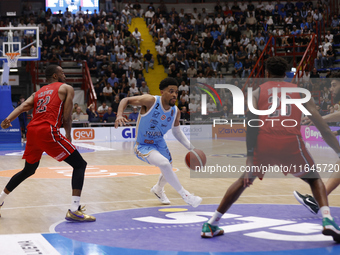 Napoli's Zach Copeland is in action during the Italy Basket Serie A match between Napoli Basket and Pallacanestro Trieste at Fruit Village A...