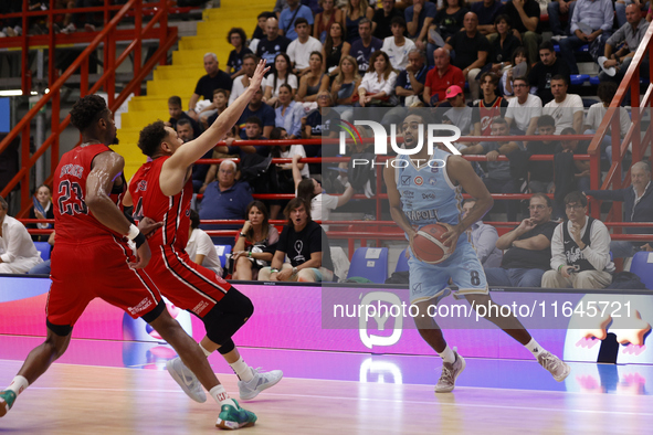 Andriu Tomas Woldetensae of Napoli plays during the Italy Basket Serie A match between Napoli Basket and Pallacanestro Trieste at Fruit Vill...