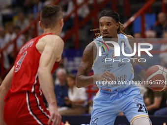 Charles Manning Jr of Napoli plays during the Italy Basket Serie A match between Napoli Basket and Pallacanestro Trieste at Fruit Village Ar...