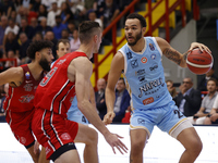 Jordan Hall of Napoli plays during the Italy Basket Serie A match between Napoli Basket and Pallacanestro Trieste at Fruit Village Arena in...