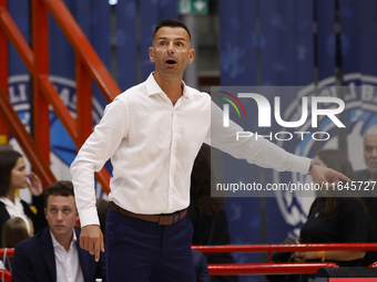 Igor Milicic, coach of Napoli, is in action during the Italy Basket Serie A match between Napoli Basket and Pallacanestro Trieste at Fruit V...