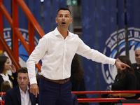 Igor Milicic, coach of Napoli, is in action during the Italy Basket Serie A match between Napoli Basket and Pallacanestro Trieste at Fruit V...