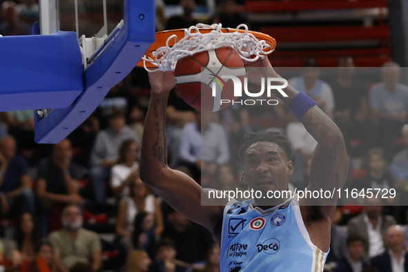 Charles Manning Jr of Napoli plays during the Italy Basket Serie A match between Napoli Basket and Pallacanestro Trieste at Fruit Village Ar...