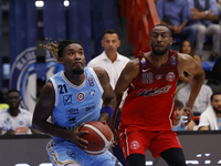 Napoli's Charles Manning Jr and Trieste's Markel Brown are in action during the Italy Basket Serie A match between Napoli Basket and Pallaca...