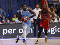 Napoli's Charles Manning Jr and Trieste's Markel Brown are in action during the Italy Basket Serie A match between Napoli Basket and Pallaca...