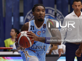 Charles Manning Jr of Napoli plays during the Italy Basket Serie A match between Napoli Basket and Pallacanestro Trieste at Fruit Village Ar...