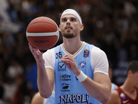 Napoli's Leonardo Tote plays during the Italy Basket Serie A match between Napoli Basket and Pallacanestro Trieste at Fruit Village Arena in...