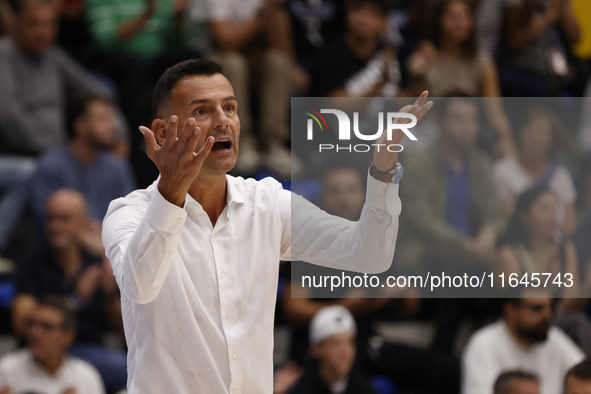 Igor Milicic, coach of Napoli, is in action during the Italy Basket Serie A match between Napoli Basket and Pallacanestro Trieste at Fruit V...