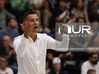 Igor Milicic, coach of Napoli, is in action during the Italy Basket Serie A match between Napoli Basket and Pallacanestro Trieste at Fruit V...