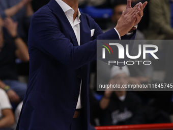 Igor Milicic, coach of Napoli, is in action during the Italy Basket Serie A match between Napoli Basket and Pallacanestro Trieste at Fruit V...