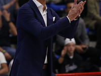 Igor Milicic, coach of Napoli, is in action during the Italy Basket Serie A match between Napoli Basket and Pallacanestro Trieste at Fruit V...