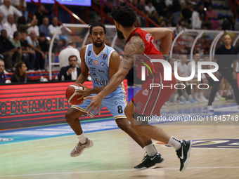 Andriu Tomas Woldetensae of Napoli plays during the Italy Basket Serie A match between Napoli Basket and Pallacanestro Trieste at Fruit Vill...