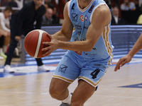 Kevin Pangos of Napoli plays during the Italy Basket Serie A match between Napoli Basket and Pallacanestro Trieste at Fruit Village Arena in...