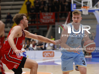 Napoli's Kaspar Treier is in action during the Italy Basket Serie A match between Napoli Basket and Pallacanestro Trieste at Fruit Village A...