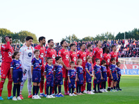 The AC Monza lineup during the Italian championship Serie A football match between AC Monza and AS Roma in Monza, Italy, on October 6, 2024....