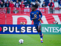 Kouadio Kone (AS Roma) participates in the Italian championship Serie A football match between AC Monza and AS Roma at U-Power Stadium in Mo...