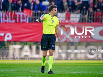 Federico La Penna (Referee) officiates the Italian championship Serie A football match between AC Monza and AS Roma at U-Power Stadium in Mo...