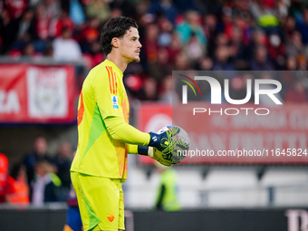 Mile Svilar (AS Roma) participates in the Italian championship Serie A football match between AC Monza and AS Roma at U-Power Stadium in Mon...