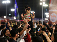 A little girl performs 'Garba' during the Dainik Bhaskar Abhivyakti 'Garba Mahotsav' on the occasion of the Navratri festival in Jaipur, Raj...