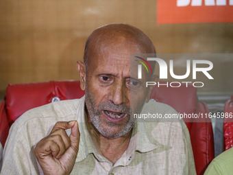 Member of Parliament Sheikh Abdul Rashid, also known as Engineer Rashid, speaks during a press conference in Srinagar, Jammu and Kashmir, on...