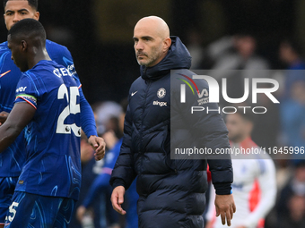 Enzo Maresca is the Chelsea manager during the Premier League match between Chelsea and Nottingham Forest at Stamford Bridge in London, Engl...