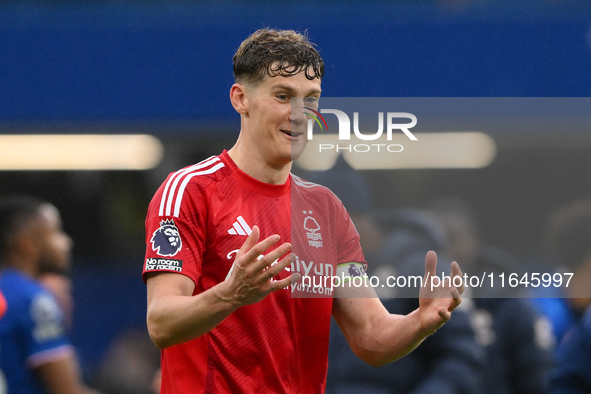 Ryan Yates of Nottingham Forest reacts after the final whistle during the Premier League match between Chelsea and Nottingham Forest at Stam...