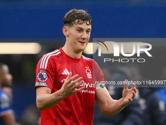 Ryan Yates of Nottingham Forest reacts after the final whistle during the Premier League match between Chelsea and Nottingham Forest at Stam...