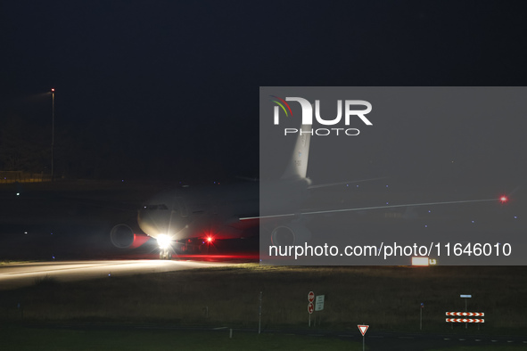 Evacuees land in Eindhoven, Netherlands, on October 4, 2024, from the Middle East. The first repatriation flight from Beirut includes around...