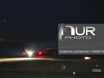 Evacuees land in Eindhoven, Netherlands, on October 4, 2024, from the Middle East. The first repatriation flight from Beirut includes around...