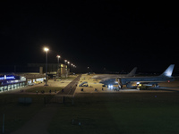 Evacuees land in Eindhoven, Netherlands, on October 4, 2024, from the Middle East. The first repatriation flight from Beirut includes around...