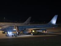 Evacuees land in Eindhoven, Netherlands, on October 4, 2024, from the Middle East. The first repatriation flight from Beirut includes around...