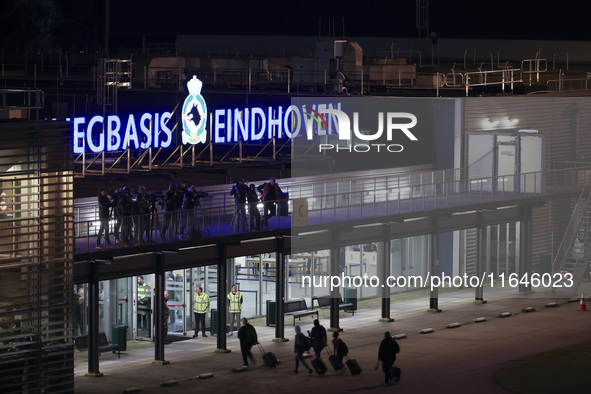 Evacuees land in Eindhoven, Netherlands, on October 4, 2024, from the Middle East. The first repatriation flight from Beirut includes around...