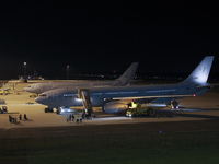 Evacuees land in Eindhoven, Netherlands, on October 4, 2024, from the Middle East. The first repatriation flight from Beirut includes around...