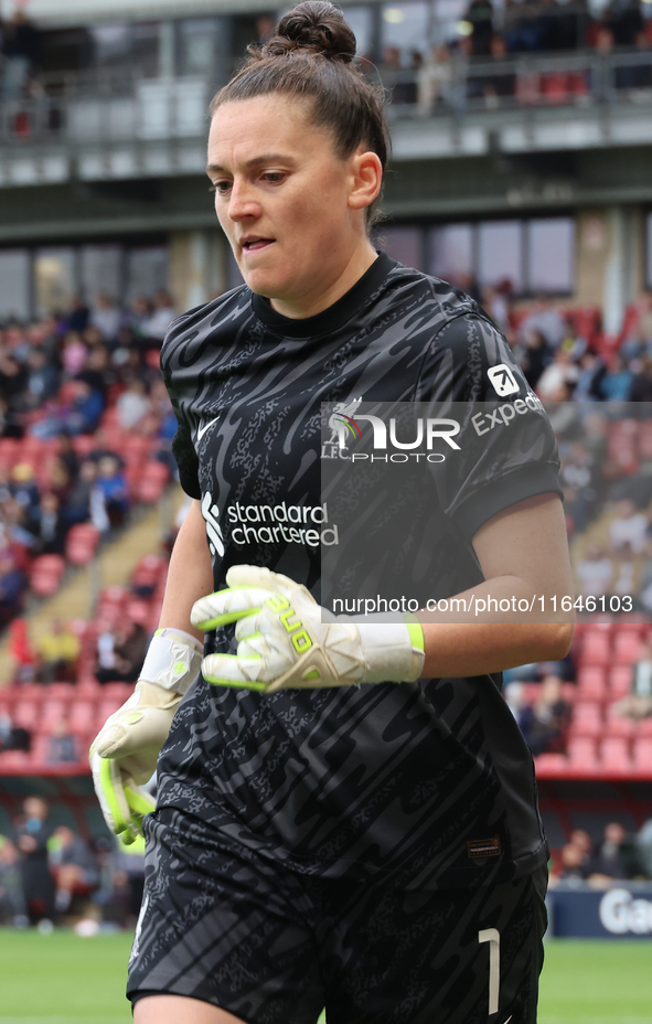 Rachael Laws of Liverpool Women plays during the Barclays FA Women's Super League soccer match between Tottenham Hotspur Women and Liverpool...