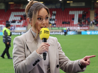 Kelly Somers, a BBC Sport pundit, is present during the Barclays FA Women's Super League soccer match between Tottenham Hotspur Women and Li...