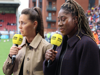 Fara Williams and Anita Asanta, BBC Sport pundits, are present during the Barclays FA Women's Super League soccer match between Tottenham Ho...