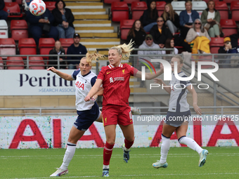 Molly Bartrip of Tottenham Hotspur Women and Sophie Roman Haug of Liverpool Women are in action during the Barclays FA Women's Super League...