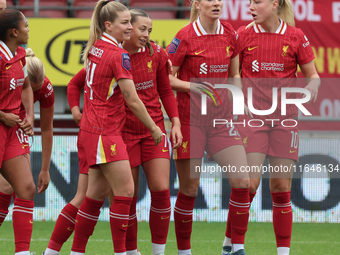 Cornelia Kapocs of Liverpool Women celebrates her goal during the Barclays FA Women's Super League soccer match between Tottenham Hotspur Wo...