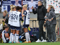 Robert Vilahamn, manager of Tottenham Hotspur Women, speaks during the Barclays FA Women's Super League soccer match between Tottenham Hotsp...