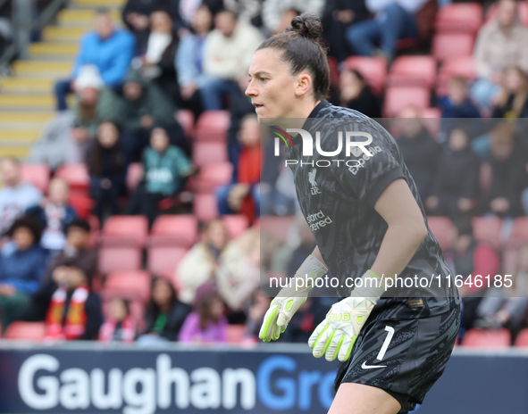 Rachael Laws of Liverpool Women plays during the Barclays FA Women's Super League soccer match between Tottenham Hotspur Women and Liverpool...