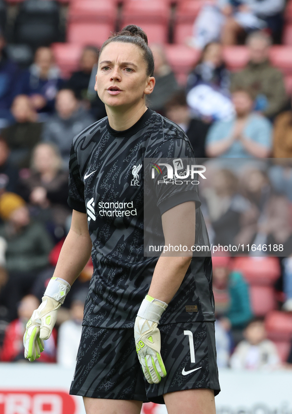 Rachael Laws of Liverpool Women plays during the Barclays FA Women's Super League soccer match between Tottenham Hotspur Women and Liverpool...