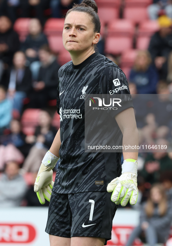 Rachael Laws of Liverpool Women plays during the Barclays FA Women's Super League soccer match between Tottenham Hotspur Women and Liverpool...