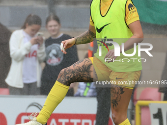 Katelin Talbert, on loan from West Ham United, of Tottenham Hotspur Women participates in the pre-match warm-up during the Barclays FA Women...