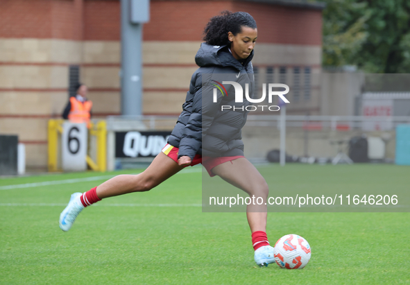 Hannah Silcock of Liverpool Women participates in the pre-match warm-up during the Barclays FA Women's Super League soccer match between Tot...