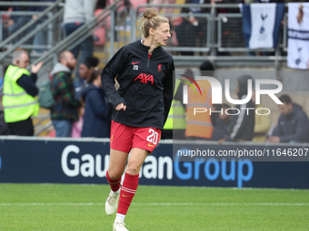 Yana Daniels of Liverpool Women participates in the pre-match warm-up during the Barclays FA Women's Super League soccer match between Totte...