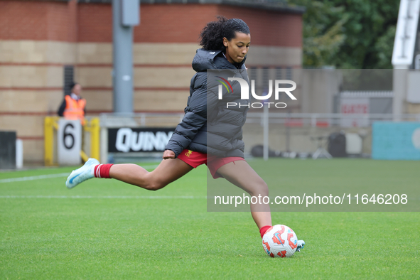 Hannah Silcock of Liverpool Women participates in the pre-match warm-up during the Barclays FA Women's Super League soccer match between Tot...