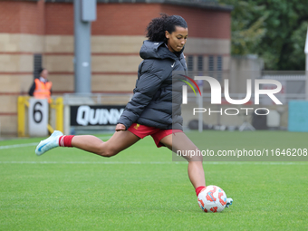 Hannah Silcock of Liverpool Women participates in the pre-match warm-up during the Barclays FA Women's Super League soccer match between Tot...